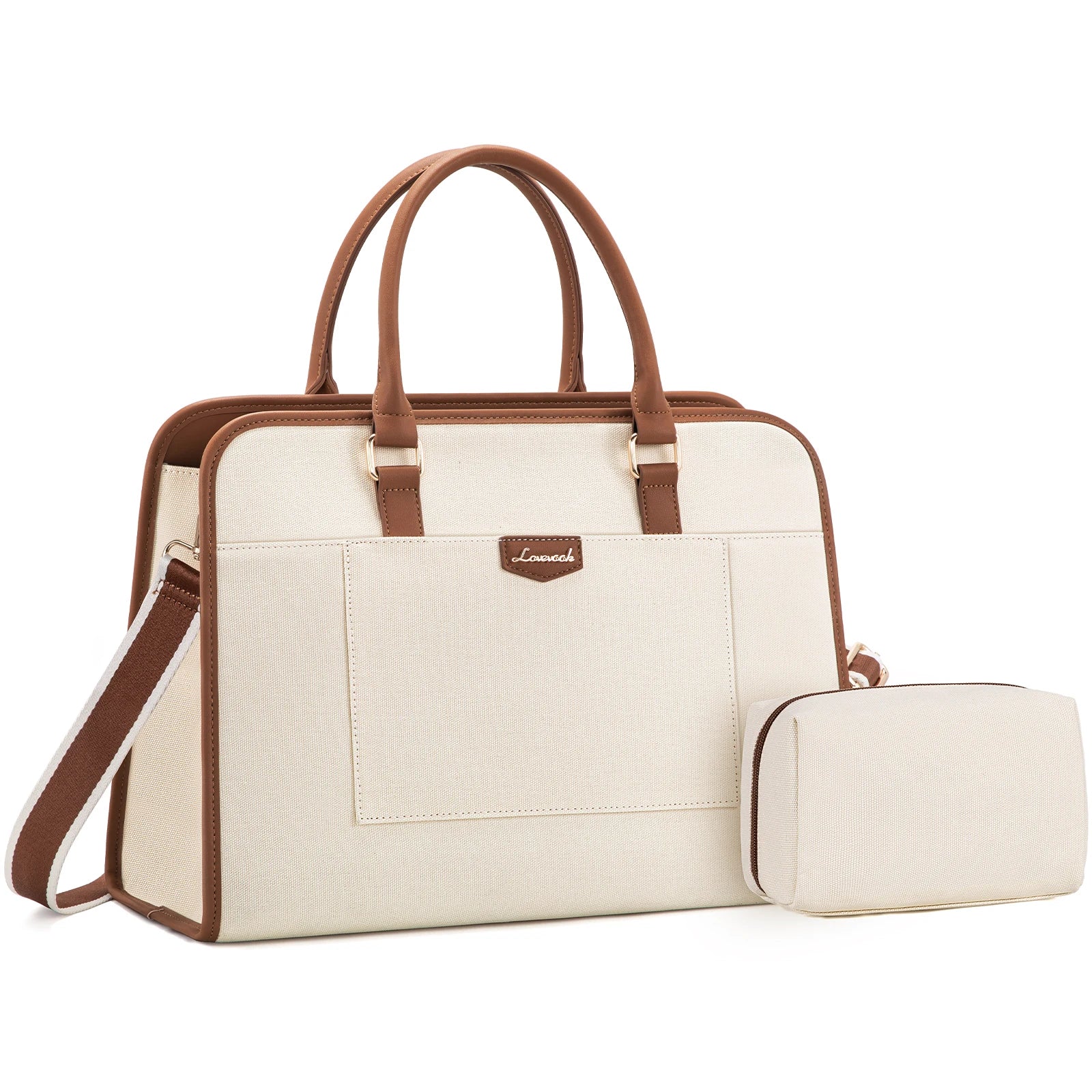 JMT-179466 Lightweight Canvas Laptop Tote Bag for Women - 15.6 Inch Office & College Briefcase with Shoulder Strap