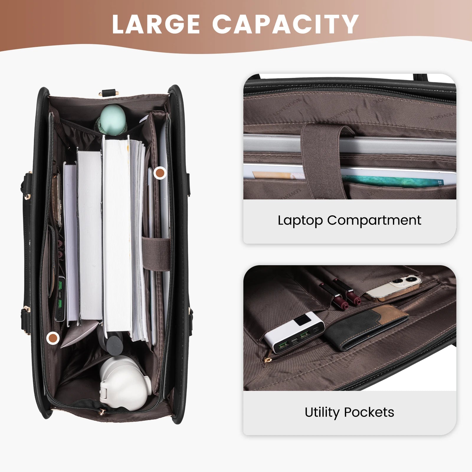 JMT-179466 Lightweight Canvas Laptop Tote Bag for Women - 15.6 Inch Office & College Briefcase with Shoulder Strap