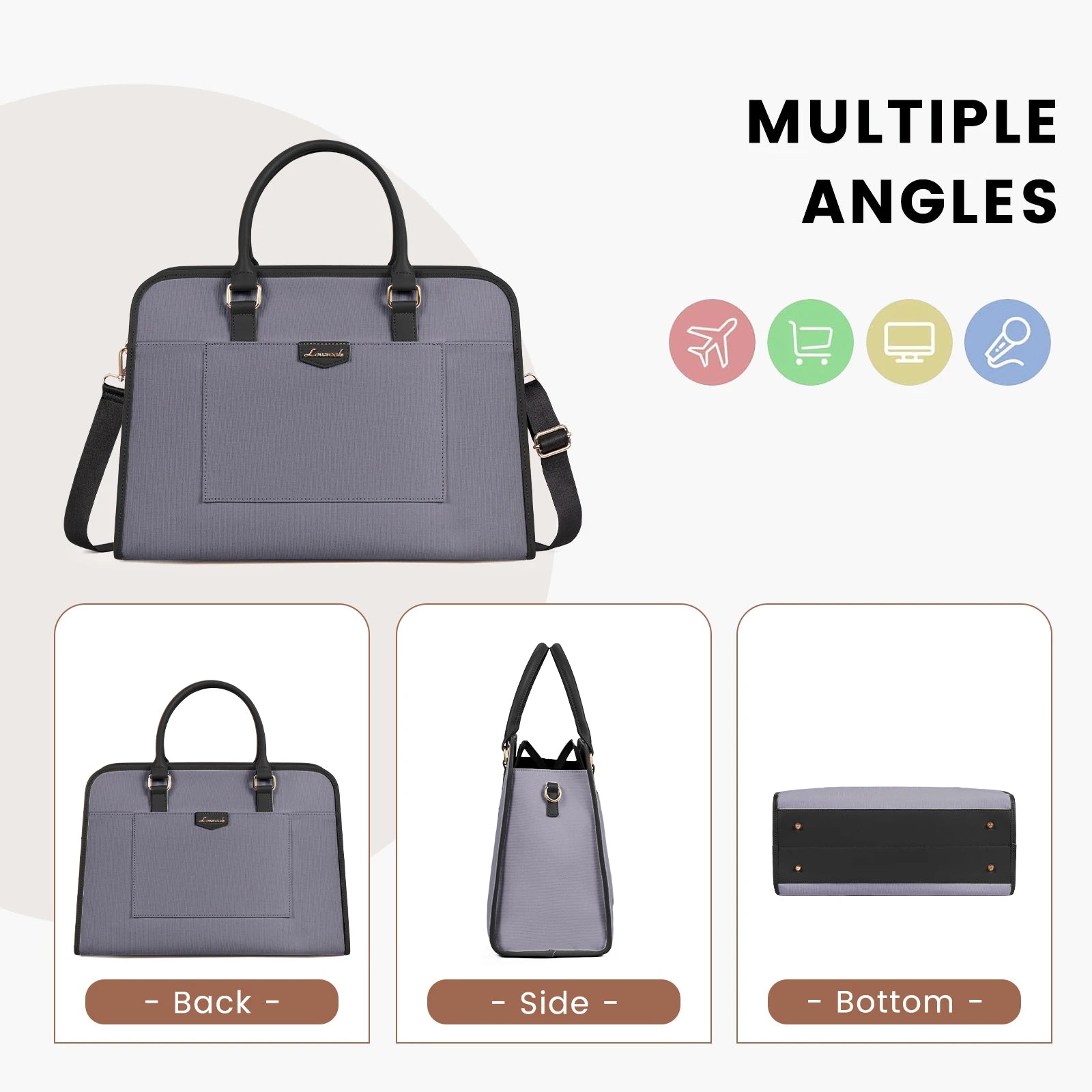 JMT-179466 Lightweight Canvas Laptop Tote Bag for Women - 15.6 Inch Office & College Briefcase with Shoulder Strap