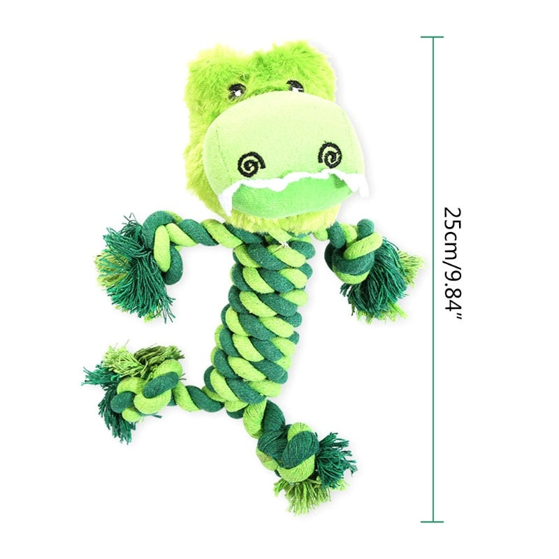 JMT-179722 Interactive Cotton Rope Dinosaur Plush Toy for Puppies – Chew and Tug of War Fun for Active Dogs