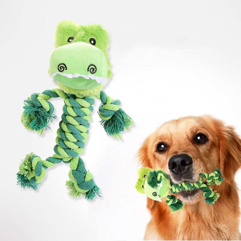 JMT-179722 Interactive Cotton Rope Dinosaur Plush Toy for Puppies – Chew and Tug of War Fun for Active Dogs