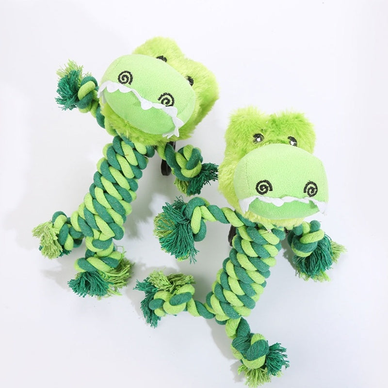 JMT-179722 Interactive Cotton Rope Dinosaur Plush Toy for Puppies – Chew and Tug of War Fun for Active Dogs