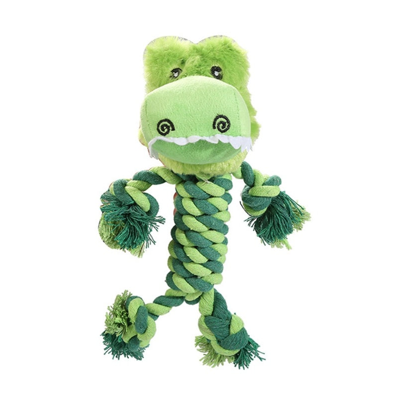 JMT-179722 Interactive Cotton Rope Dinosaur Plush Toy for Puppies – Chew and Tug of War Fun for Active Dogs