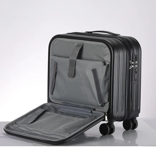 JMT-179786 18-Inch Leather Cabin Suitcase for Travel with Laptop Compartment