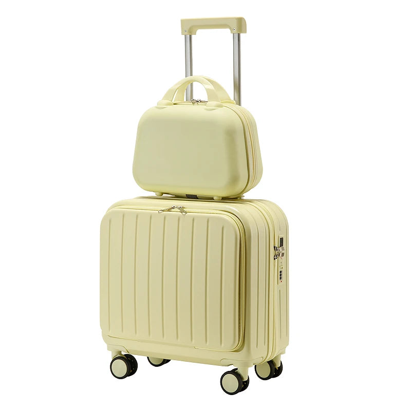 JMT-179786 18-Inch Leather Cabin Suitcase for Travel with Laptop Compartment