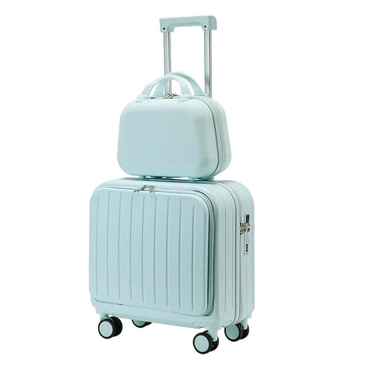 JMT-179786 18-Inch Leather Cabin Suitcase for Travel with Laptop Compartment