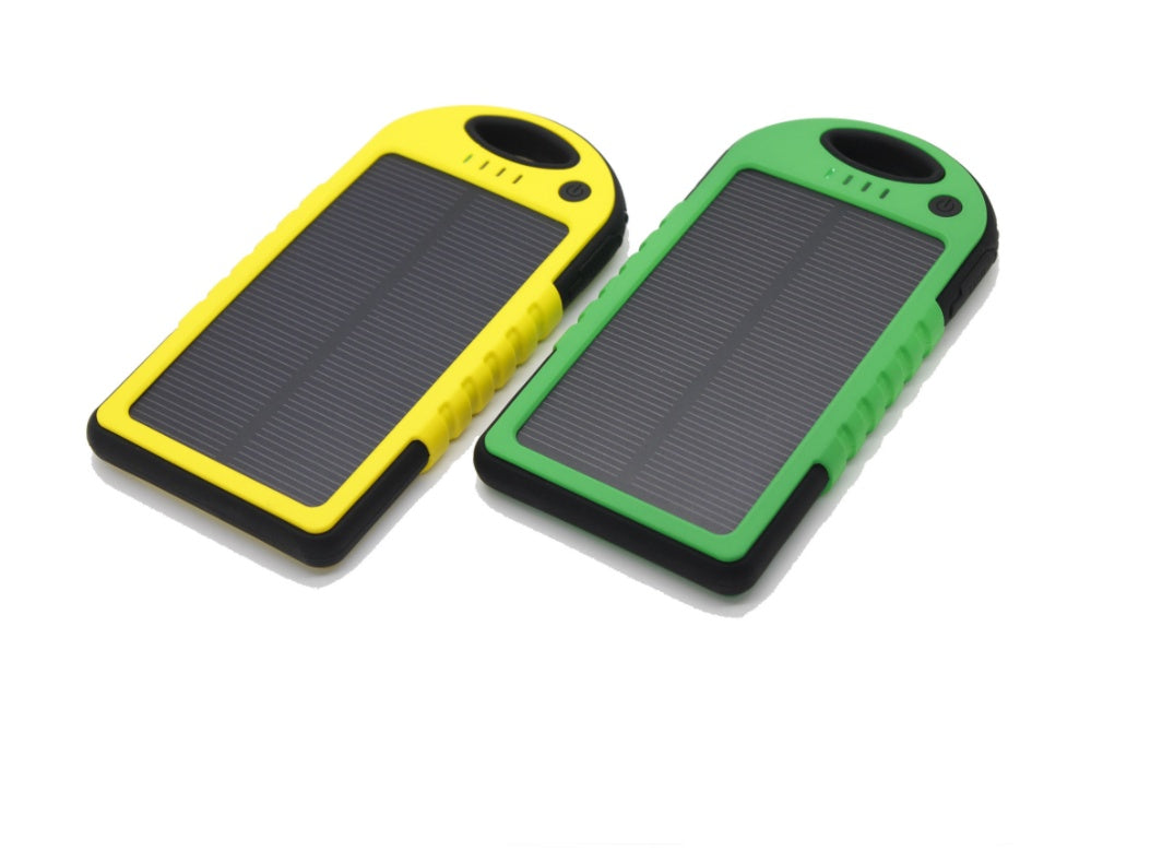 JMT-179914 5000mAh Waterproof Portable Solar Power Bank with Dual USB Ports and Carabiner
