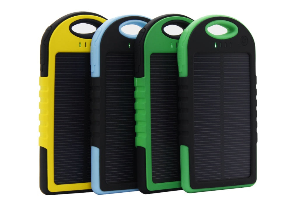 JMT-179914 5000mAh Waterproof Portable Solar Power Bank with Dual USB Ports and Carabiner