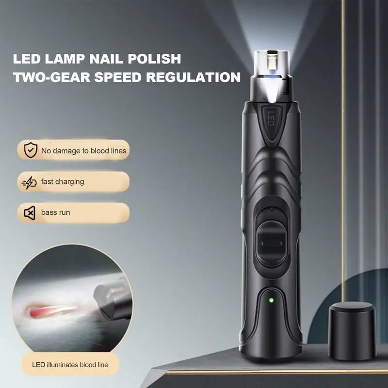 JMT-179978 Lighted Rechargeable Pet Nail Grinder for Painless Grooming of Small to Large Dogs