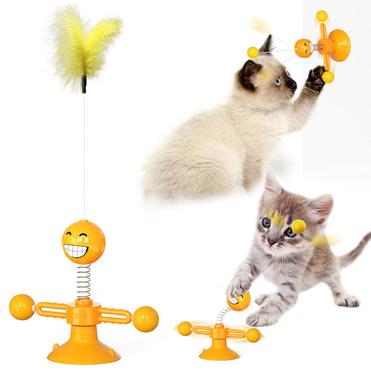 JMT-180042 Cat Windmill Toy with Free-Swinging Turntable Design for Interactive Play