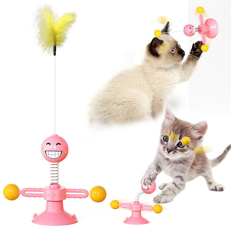 JMT-180042 Cat Windmill Toy with Free-Swinging Turntable Design for Interactive Play