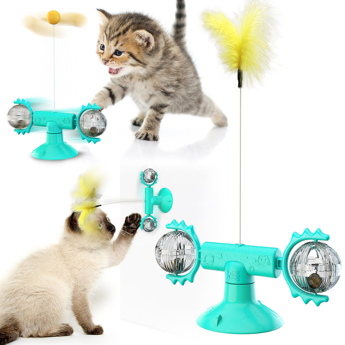 JMT-180042 Cat Windmill Toy with Free-Swinging Turntable Design for Interactive Play