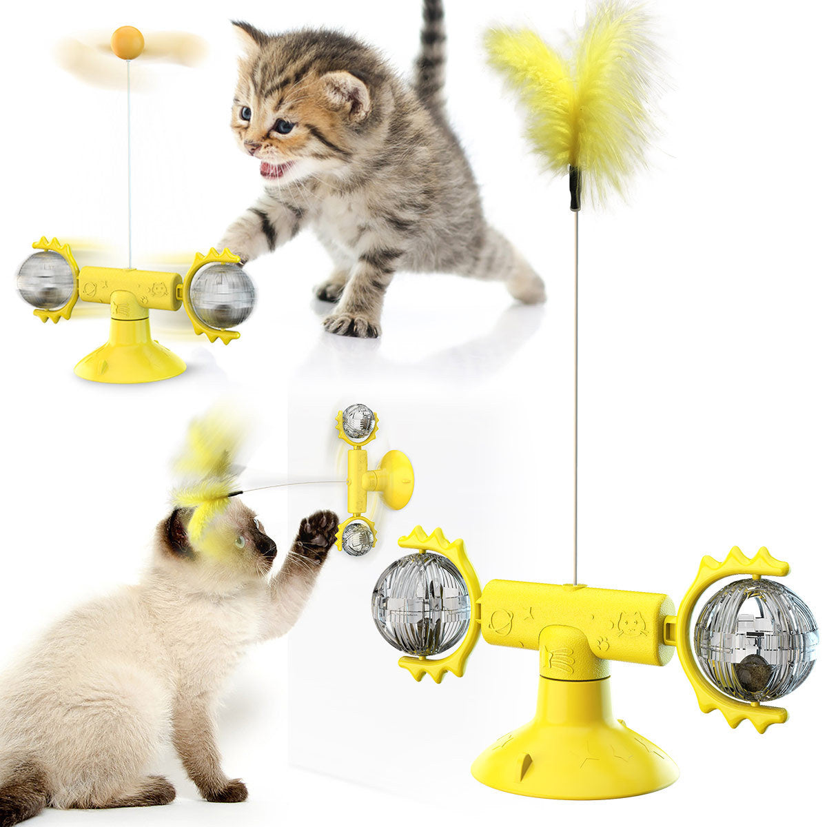 JMT-180042 Cat Windmill Toy with Free-Swinging Turntable Design for Interactive Play