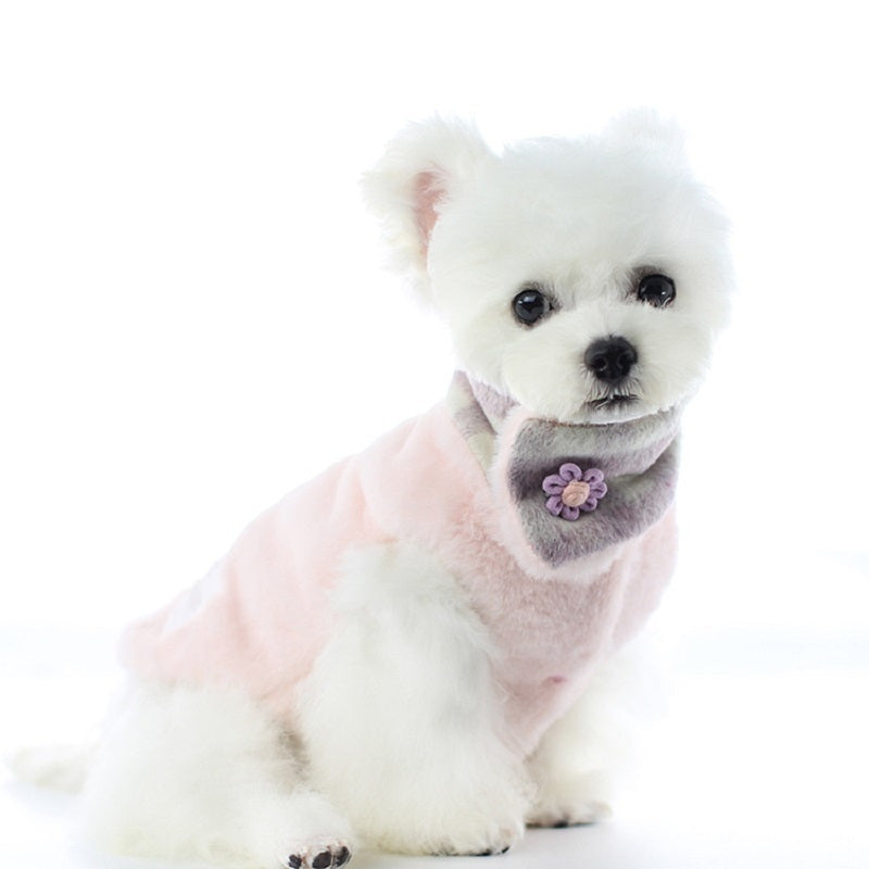 JMT-180362 Double-Sided Cotton Coat with Imitation Rabbit Fur Collar - Available in Pink and Grey, Sizes XS to XL