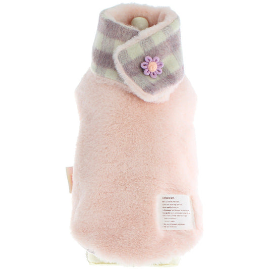 JMT-180362 Double-Sided Cotton Coat with Imitation Rabbit Fur Collar - Available in Pink and Grey, Sizes XS to XL