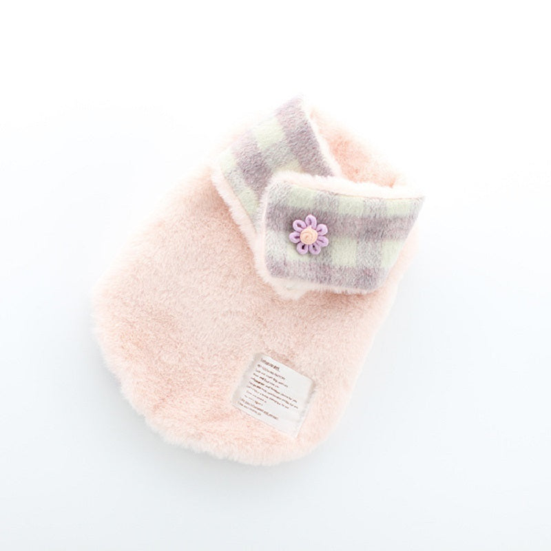 JMT-180362 Double-Sided Cotton Coat with Imitation Rabbit Fur Collar - Available in Pink and Grey, Sizes XS to XL