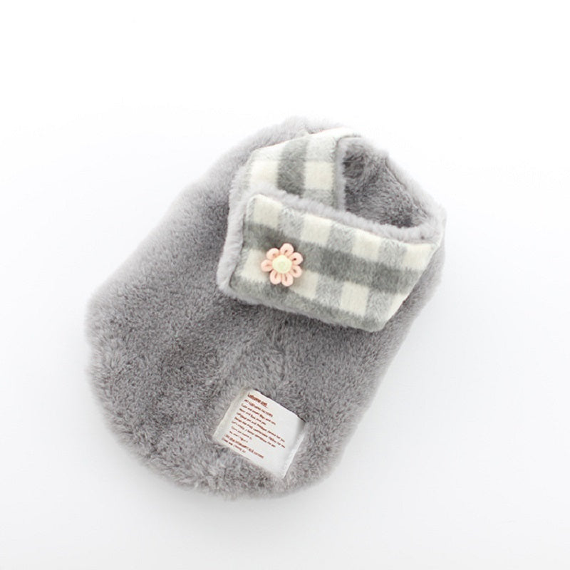 JMT-180362 Double-Sided Cotton Coat with Imitation Rabbit Fur Collar - Available in Pink and Grey, Sizes XS to XL