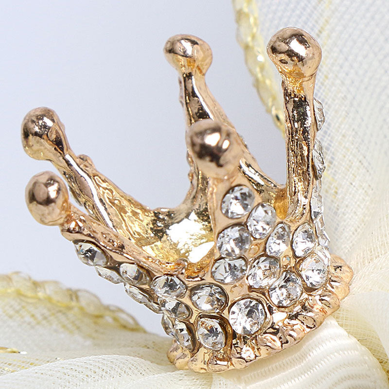 JMT-180426 Organza Bow Hairpin for Children - Crown Top Clip Hair Accessory in Black, Light Yellow, and Purple