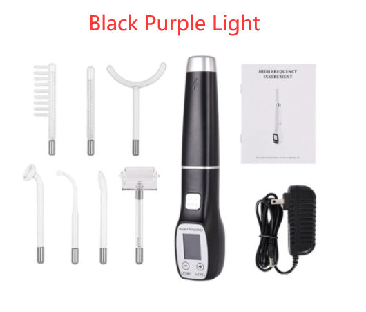 JMT-180874 High Wave Electrotherapy Rod Enhanced Version with Screen Display - Seven-Piece Set in White with Red and Purple Light Options