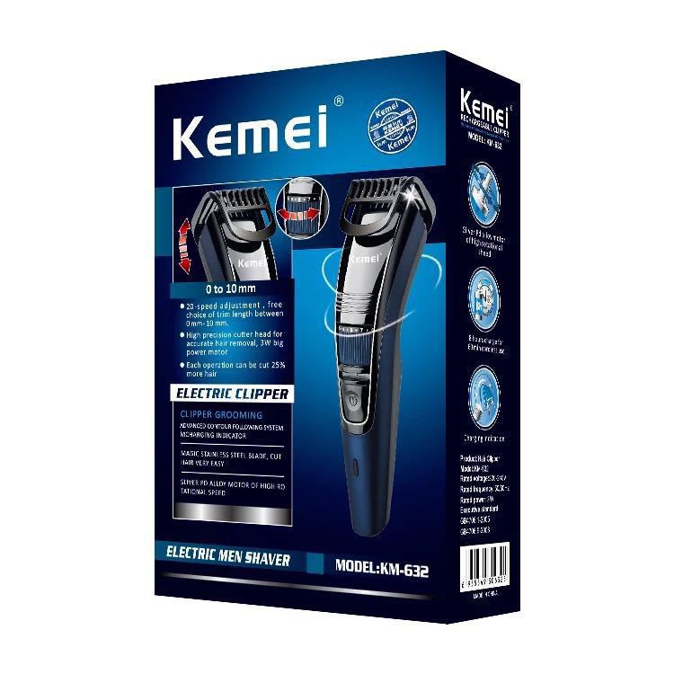 JMT-181130 Rechargeable Stainless Steel Hair Clipper with Adjustable Head - Model KM-632