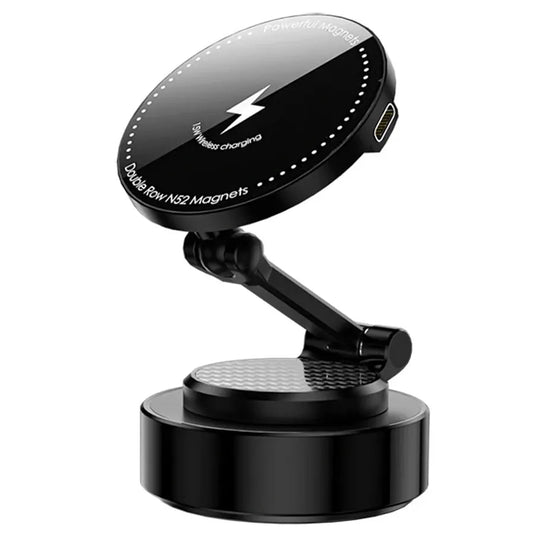 JMT-181706 Foldable Magnetic Suction Phone Holder with 15W Wireless Charging for Car Use