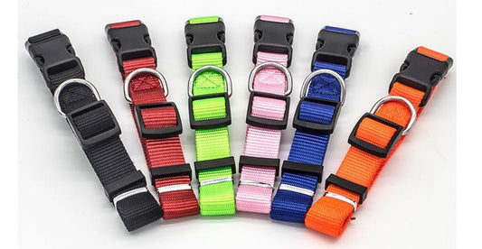 JMT-181706 Soft Nylon Pet Collar for Cats and Dogs - Adjustable, Durable with Plastic and Metal Buckles, Various Colors Available