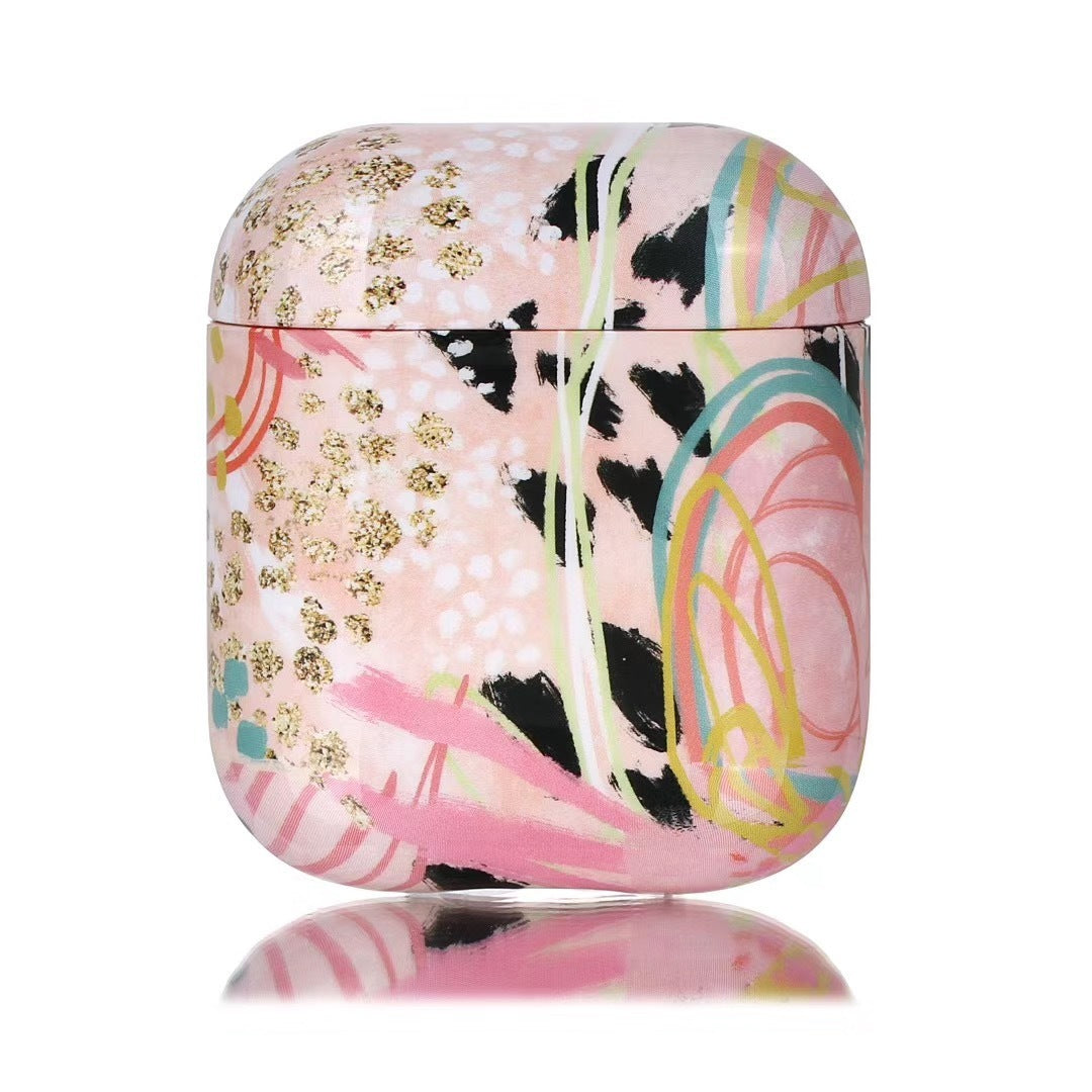 JMT-182026 Marble Leopard AirPods Case - Stylish Clamshell Design for AirPods 1/2 Compatibility