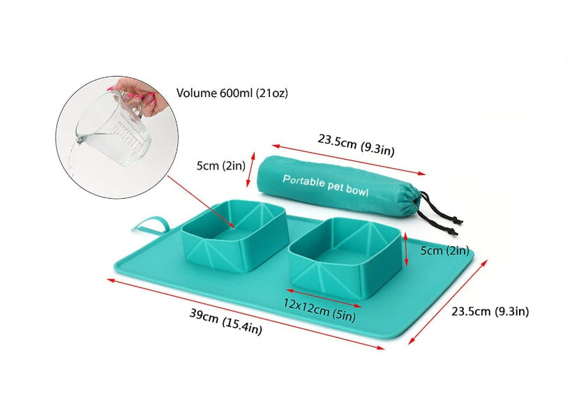 JMT-182218 Foldable Silicone Dog Bowl for Medium to Large Pets - 600 ml, Portable and Eco-Friendly Design
