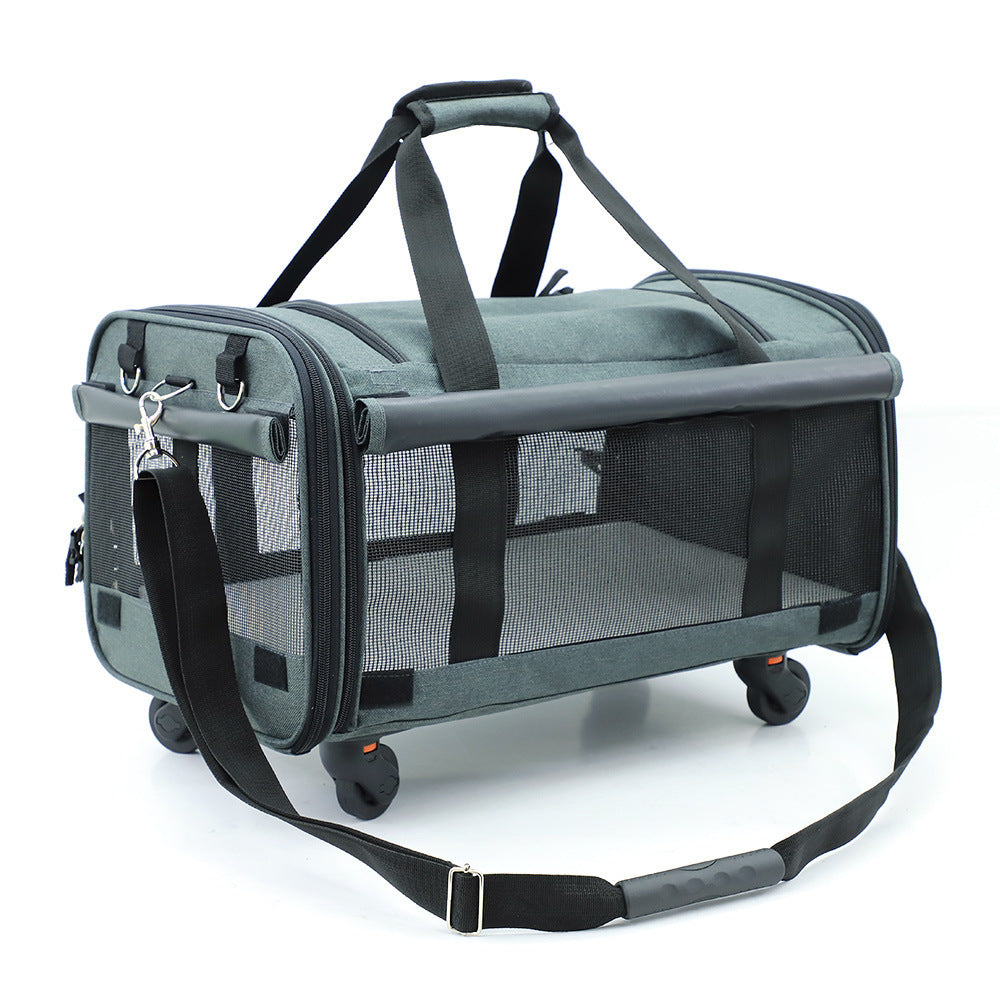 JMT-182538 Folding Cat Travel Bag with Universal Wheels for Easy Transport