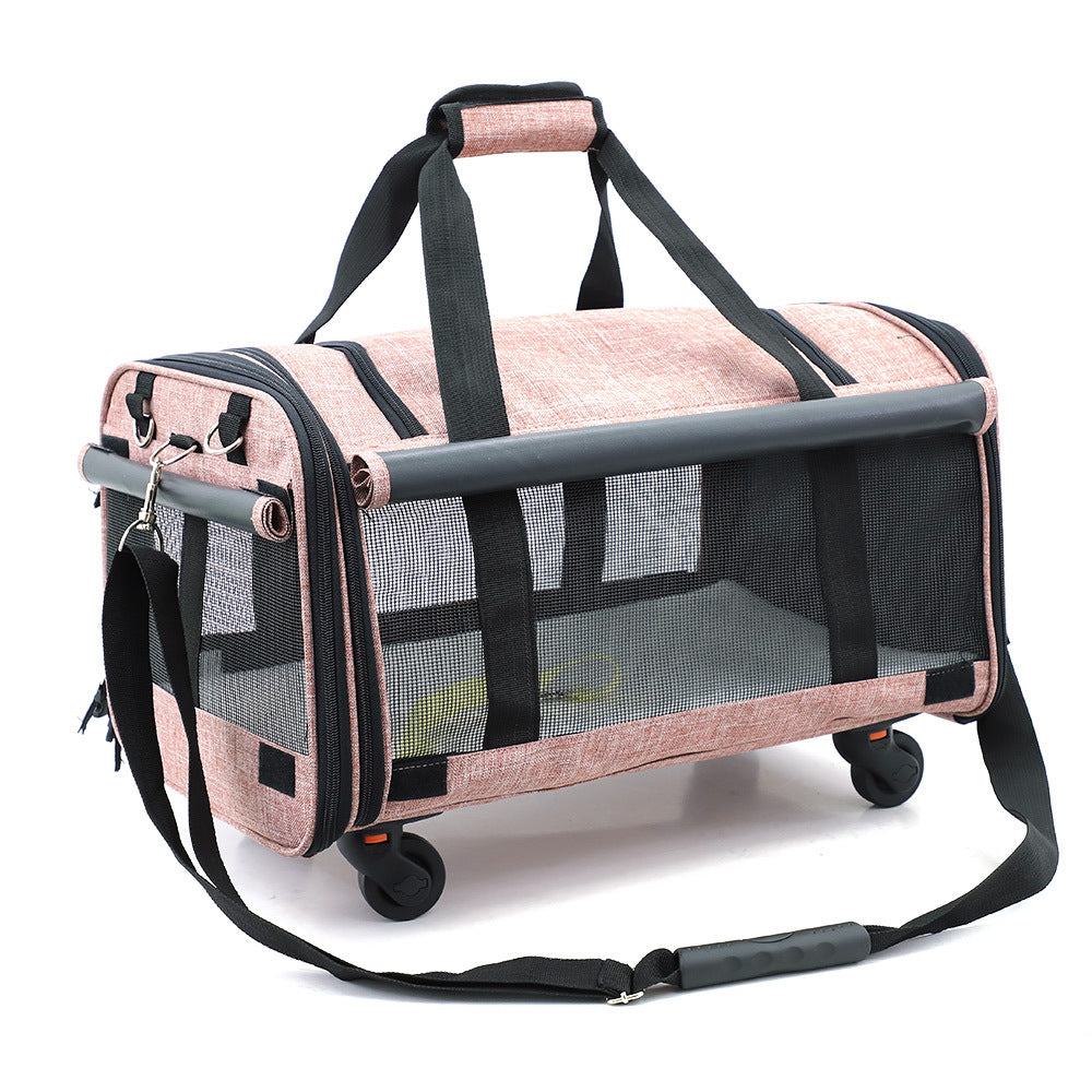 JMT-182538 Folding Cat Travel Bag with Universal Wheels for Easy Transport