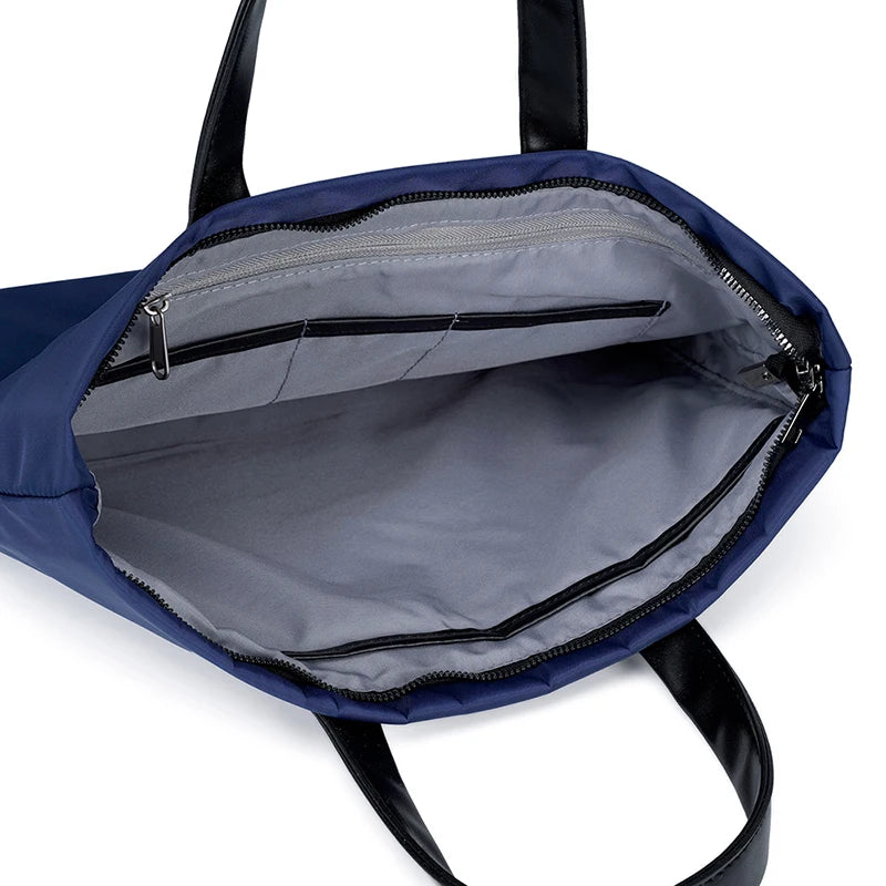 JMT-182858 Men's Waterproof Polyester Laptop Backpack with PU Horizontal Zipper and Business Briefcase Functionality