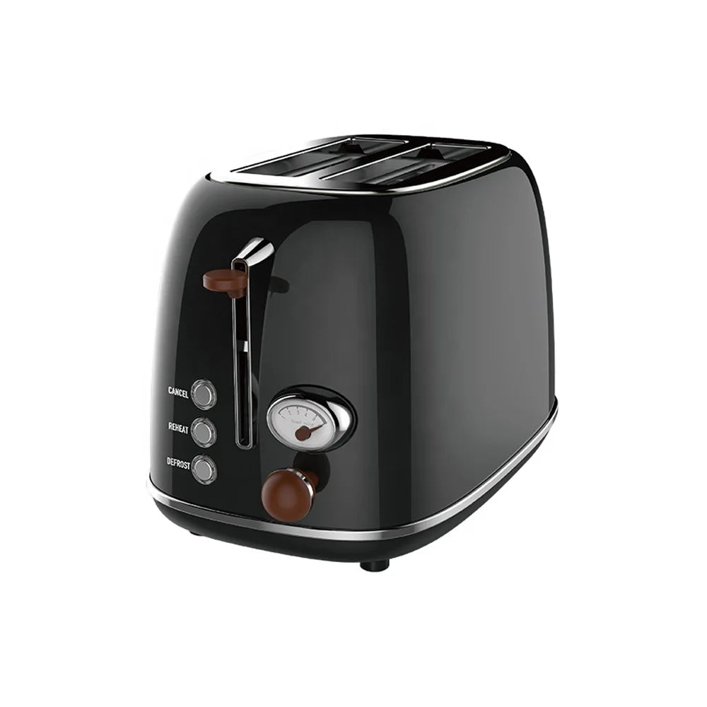 JMT-182858 Retro Stainless Steel 2-Slice Electric Bread Toaster with Crumb Tray for Household Use