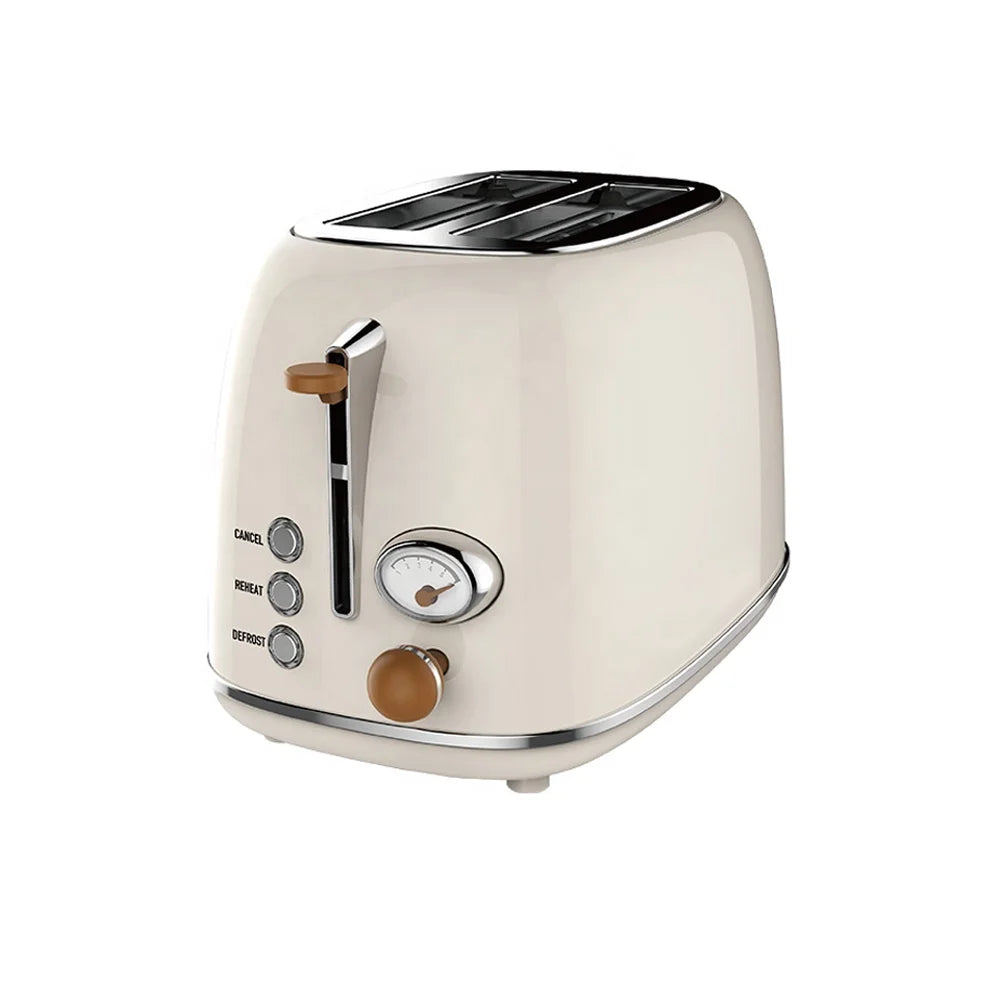 JMT-182858 Retro Stainless Steel 2-Slice Electric Bread Toaster with Crumb Tray for Household Use