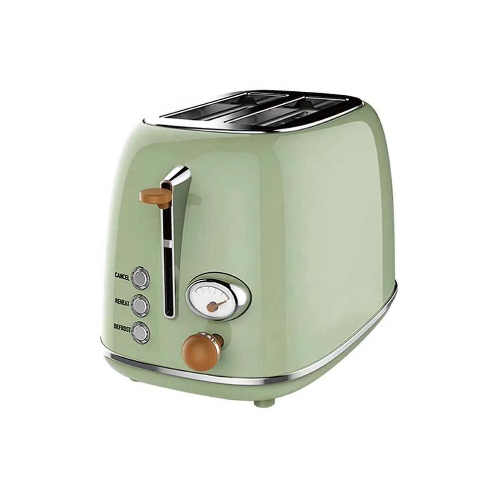 JMT-182858 Retro Stainless Steel 2-Slice Electric Bread Toaster with Crumb Tray for Household Use