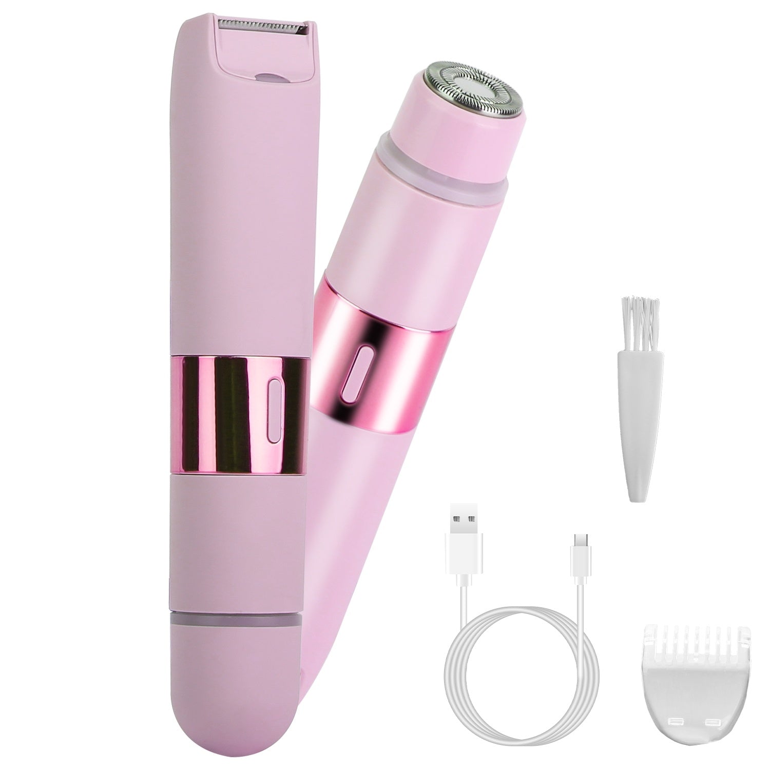 JMT-183178 2-in-1 Bikini Trimmer for Women, Dual Head Cordless Waterproof Shaver with LED Lights, Rechargeable for Body and Face Use