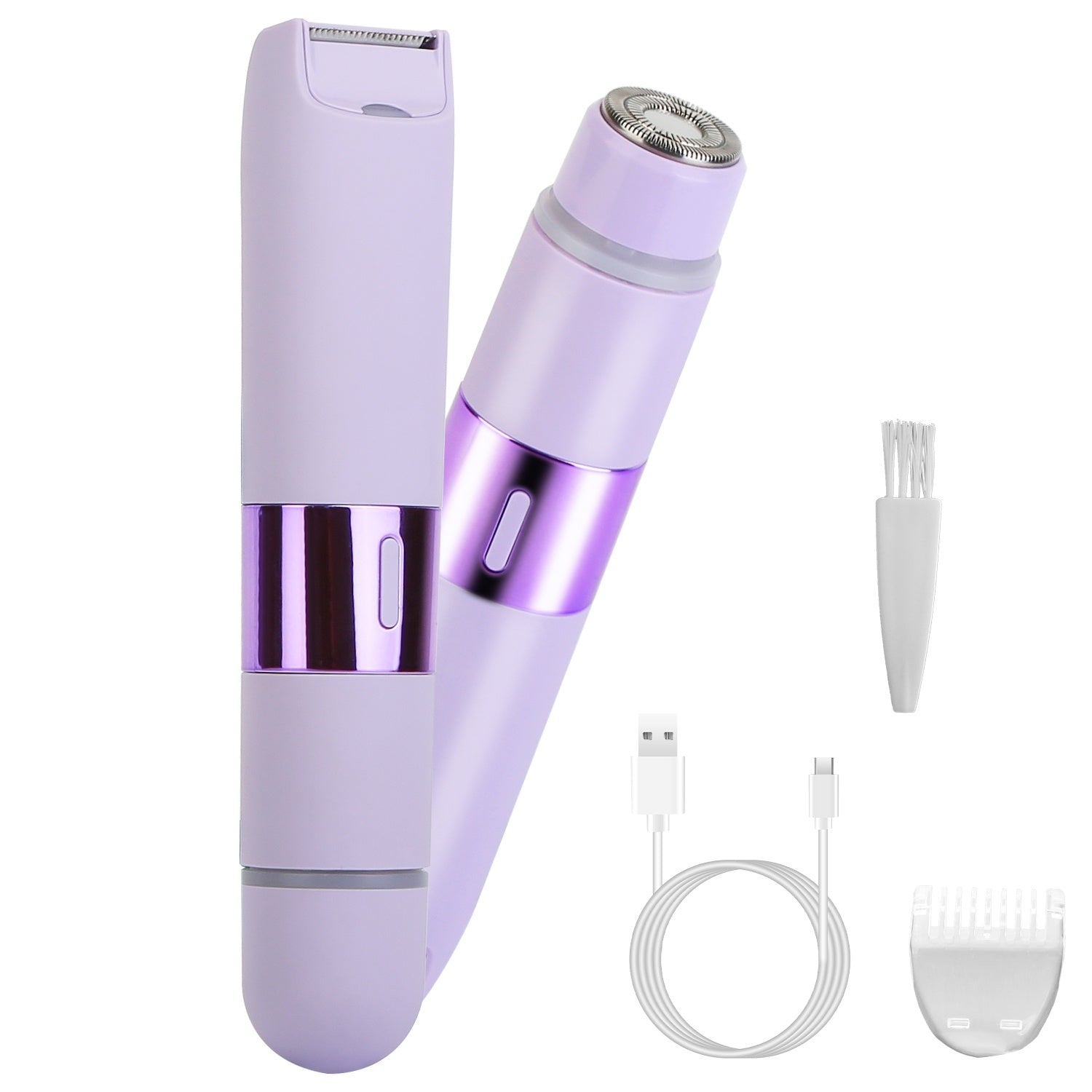 JMT-183178 2-in-1 Bikini Trimmer for Women, Dual Head Cordless Waterproof Shaver with LED Lights, Rechargeable for Body and Face Use
