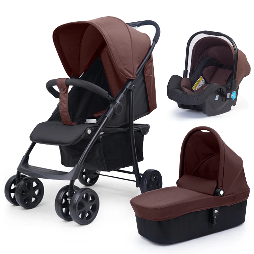 JMT-183370 3 in 1 Foldable Baby Stroller with Removable Car Seat and Baby Pushchair Carriage