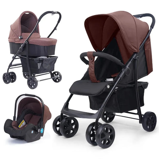 JMT-183370 3 in 1 Foldable Baby Stroller with Removable Car Seat and Baby Pushchair Carriage