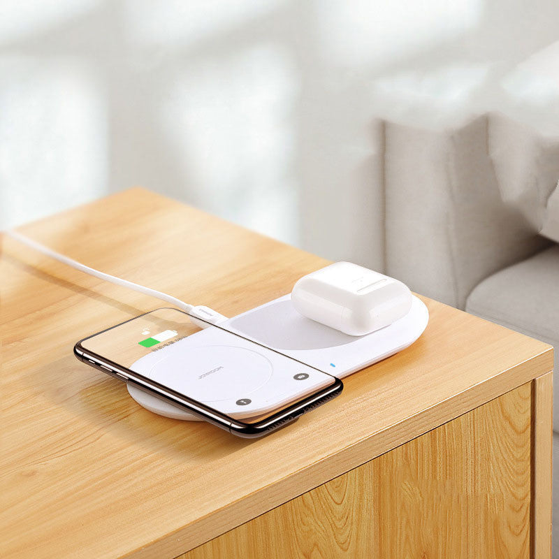 JMT-183370 Two-In-One Wireless Charger for Mobile Phone and Watch - 15W Fast Charging, Qi Certified, Fireproof Material