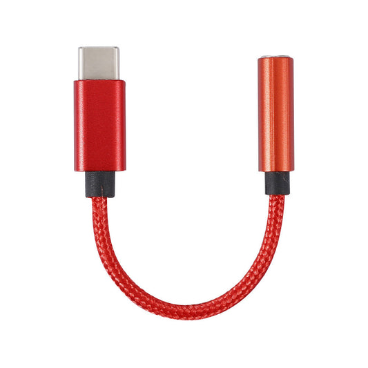 JMT-183370 Type-C to 3.5mm Headphone Audio Adapter Cable - Nylon & Metal, Compatible with Most Earphones, 12cm Length