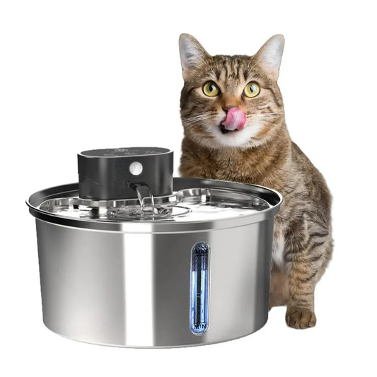 JMT-183562 Stainless Steel Automatic Cat Water Fountain - 3.2L/7L Wireless Sensing Pet Dispenser