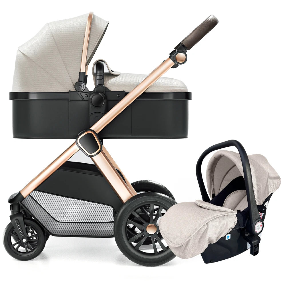 JMT-184202 3 in 1 Baby Stroller Pram with Car Seat - Luxury Lightweight Pushchair for Infants and Toddlers