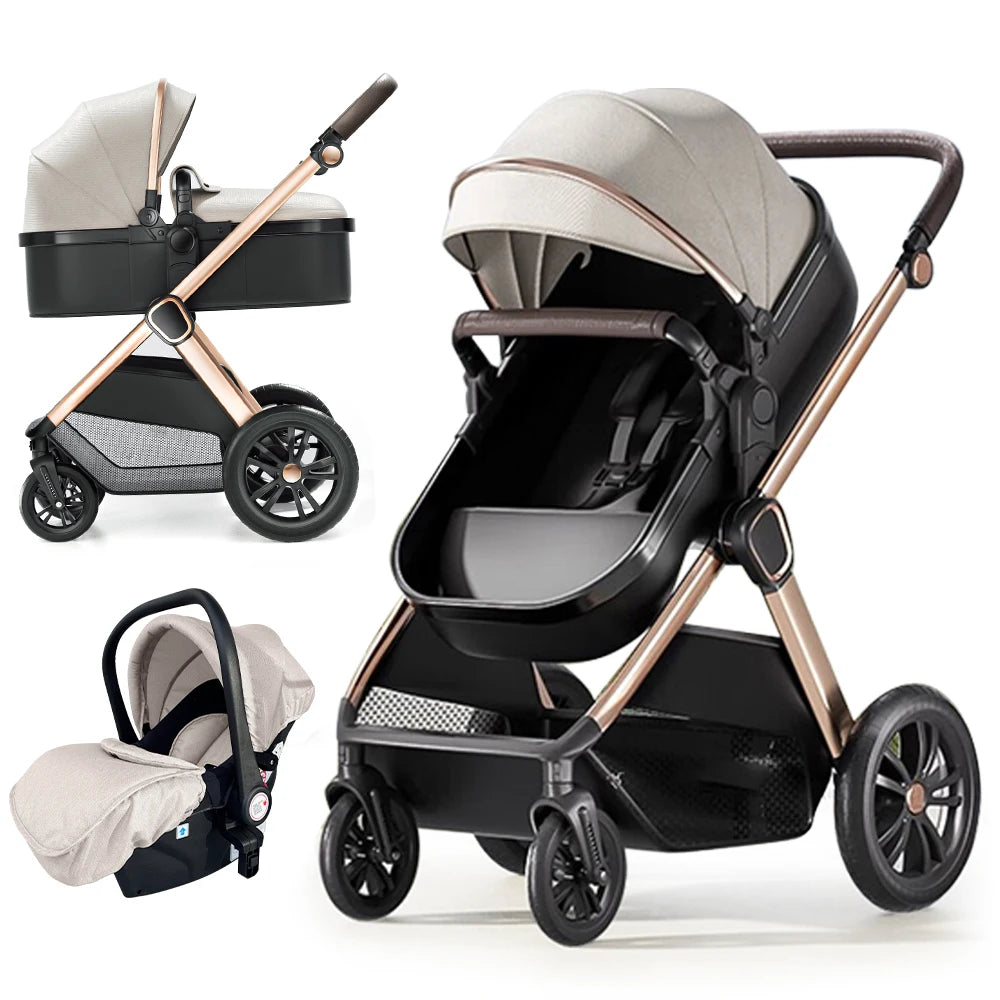 JMT-184202 3 in 1 Baby Stroller Pram with Car Seat - Luxury Lightweight Pushchair for Infants and Toddlers