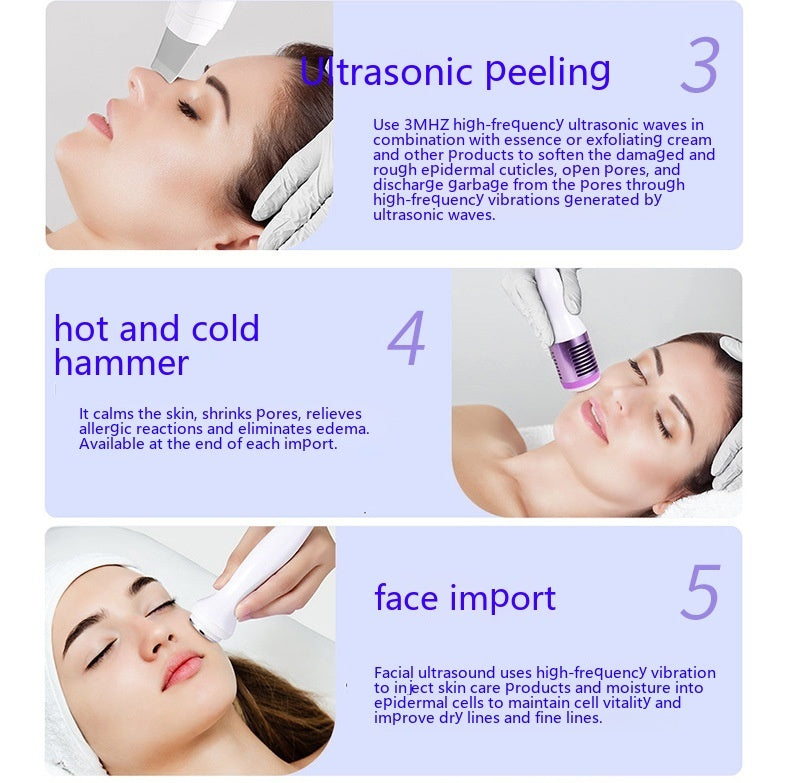 JMT-184330 Six-in-One Ultrasonic Induction Beauty Device for Facial Treatment