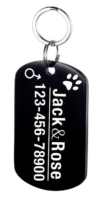 JMT-184522 Personalized Stainless Steel Dog ID Tag with Zircon Pendant