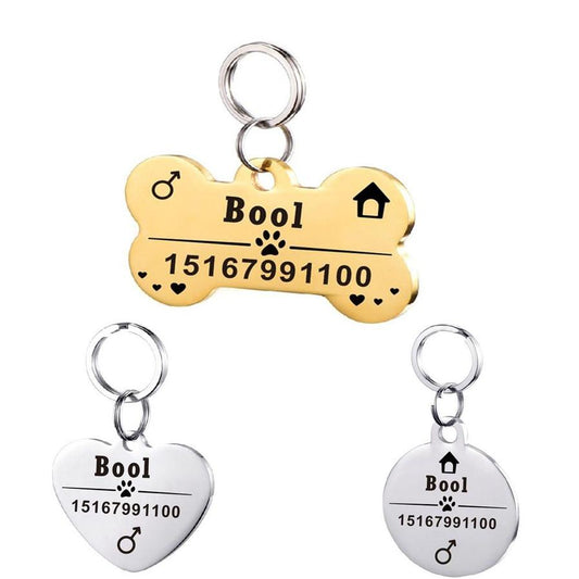 JMT-184522 Personalized Stainless Steel Dog ID Tag with Zircon Pendant