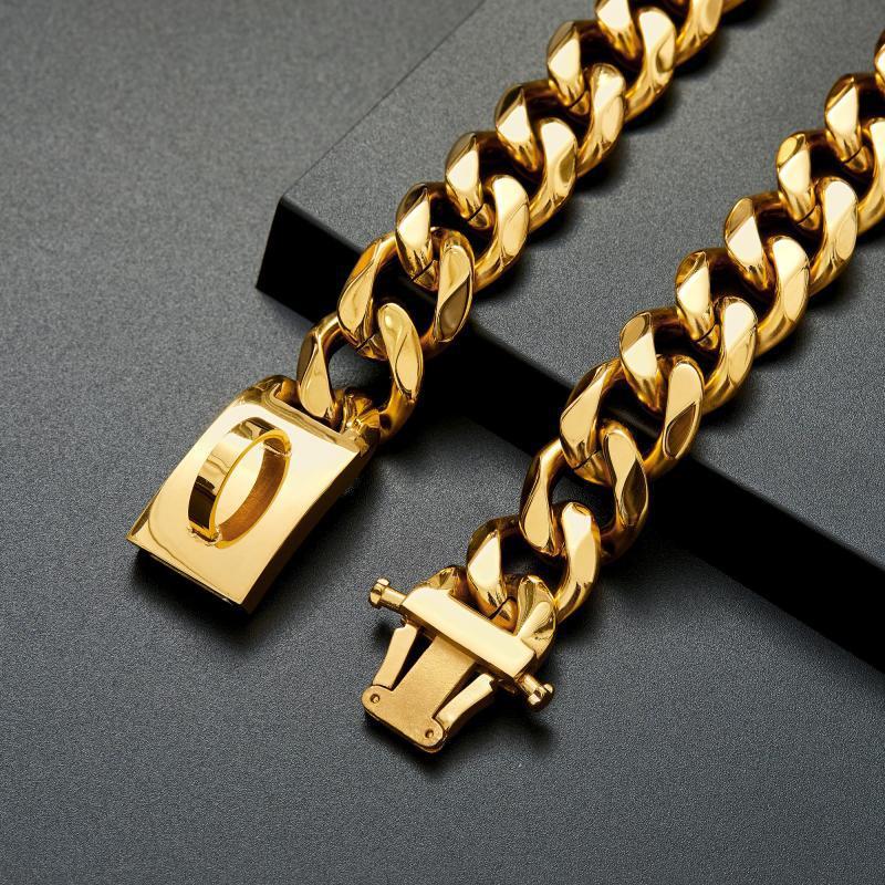 JMT-185162 Durable Stainless Steel Chain Dog Collar for Medium and Large Breeds - Anti-Bite Design, Multiple Sizes Available