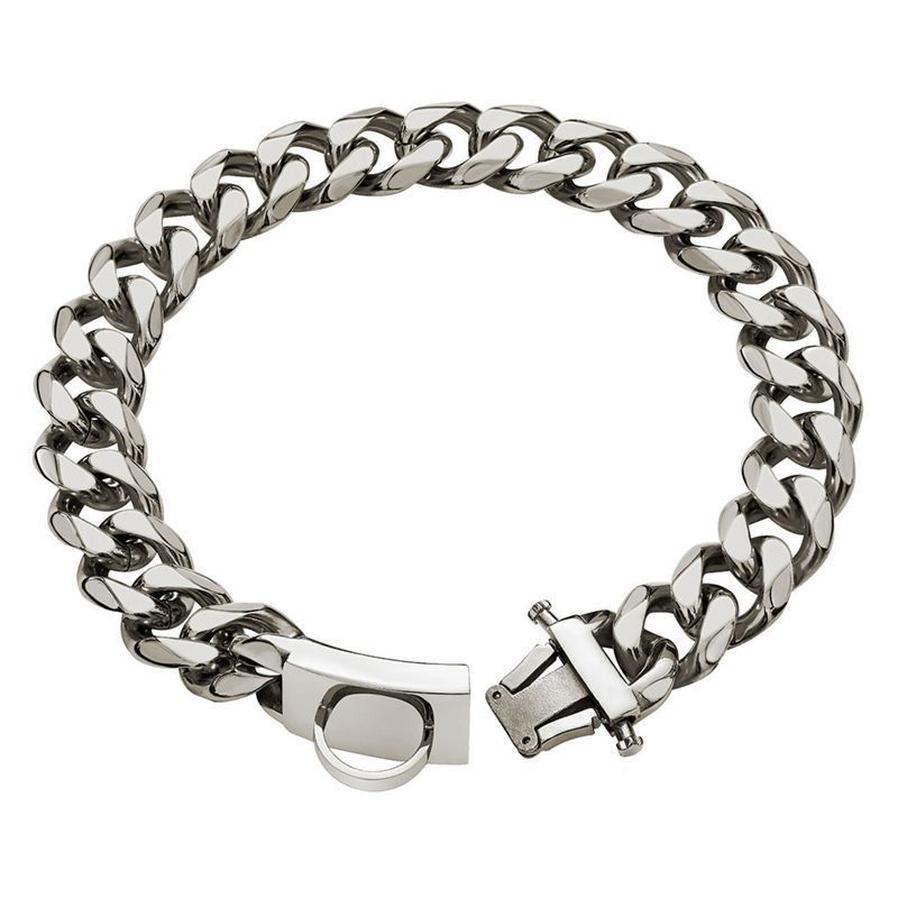 JMT-185162 Durable Stainless Steel Chain Dog Collar for Medium and Large Breeds - Anti-Bite Design, Multiple Sizes Available