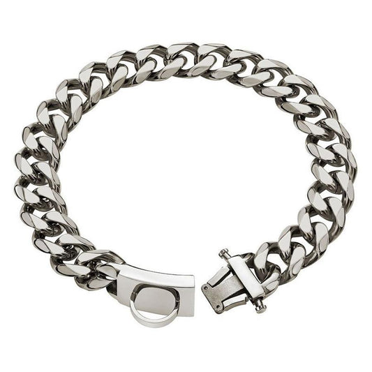 JMT-185162 Durable Stainless Steel Chain Dog Collar for Medium and Large Breeds - Anti-Bite Design, Multiple Sizes Available