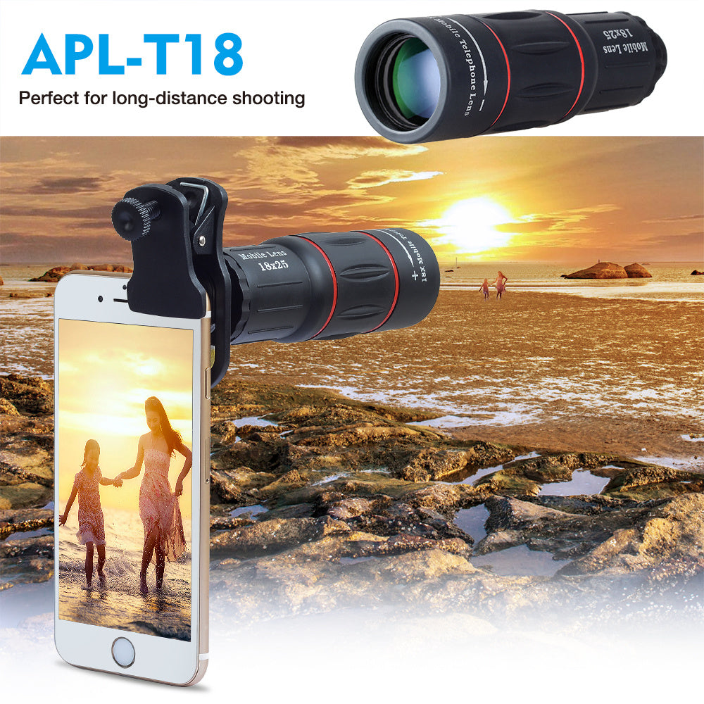 JMT-185354 18X Mobile Phone Telephoto Lens with Adjustable Focal Length and Clip Attachment